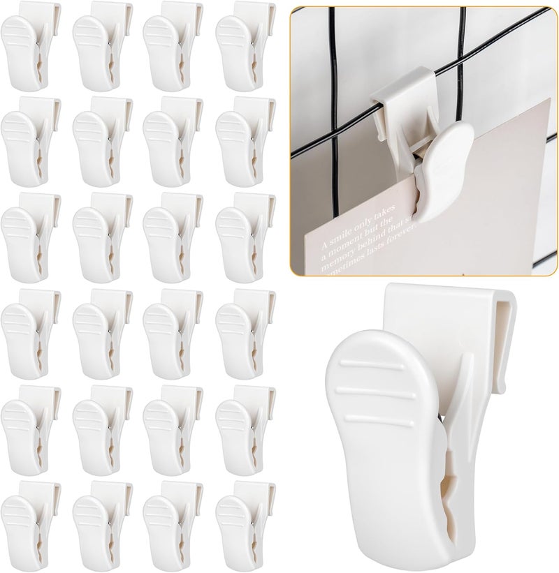Starry 25 PCS Grid Wall Accessory Hooks Siding Clips to Hang Things Wall Grid Panel Decore Clips Gridwall Sign Holder for Home, Retail, Workspace Organization Storage Displays - Image 1